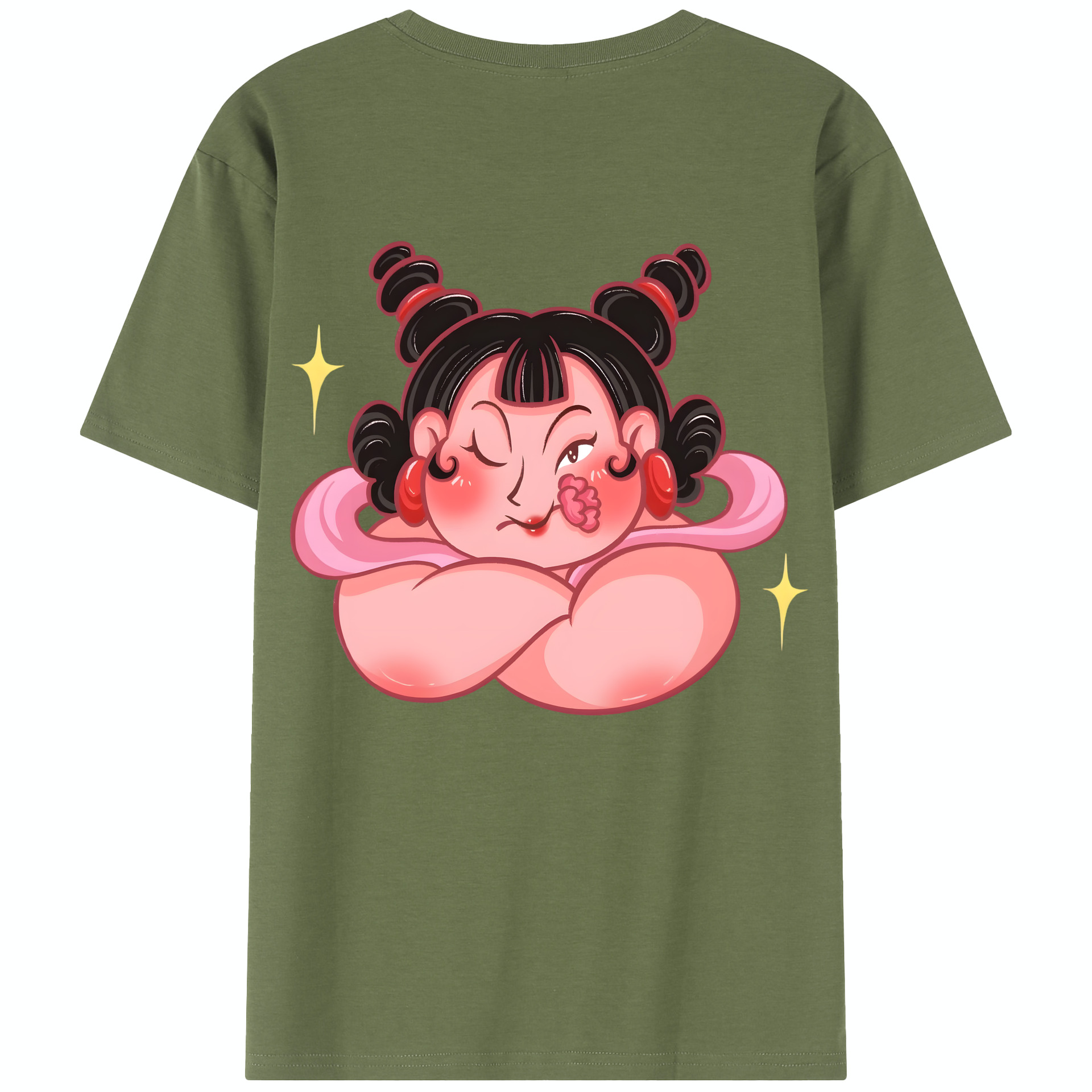 （画像用） Ne Zha 2 ナタ 魔童の大暴れ 綿100％半袖Tシャツ（背面プリント）